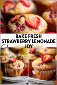 Golden Strawberry Lemonade Sourdough Muffins topped with fresh berries and zest on a white plate.